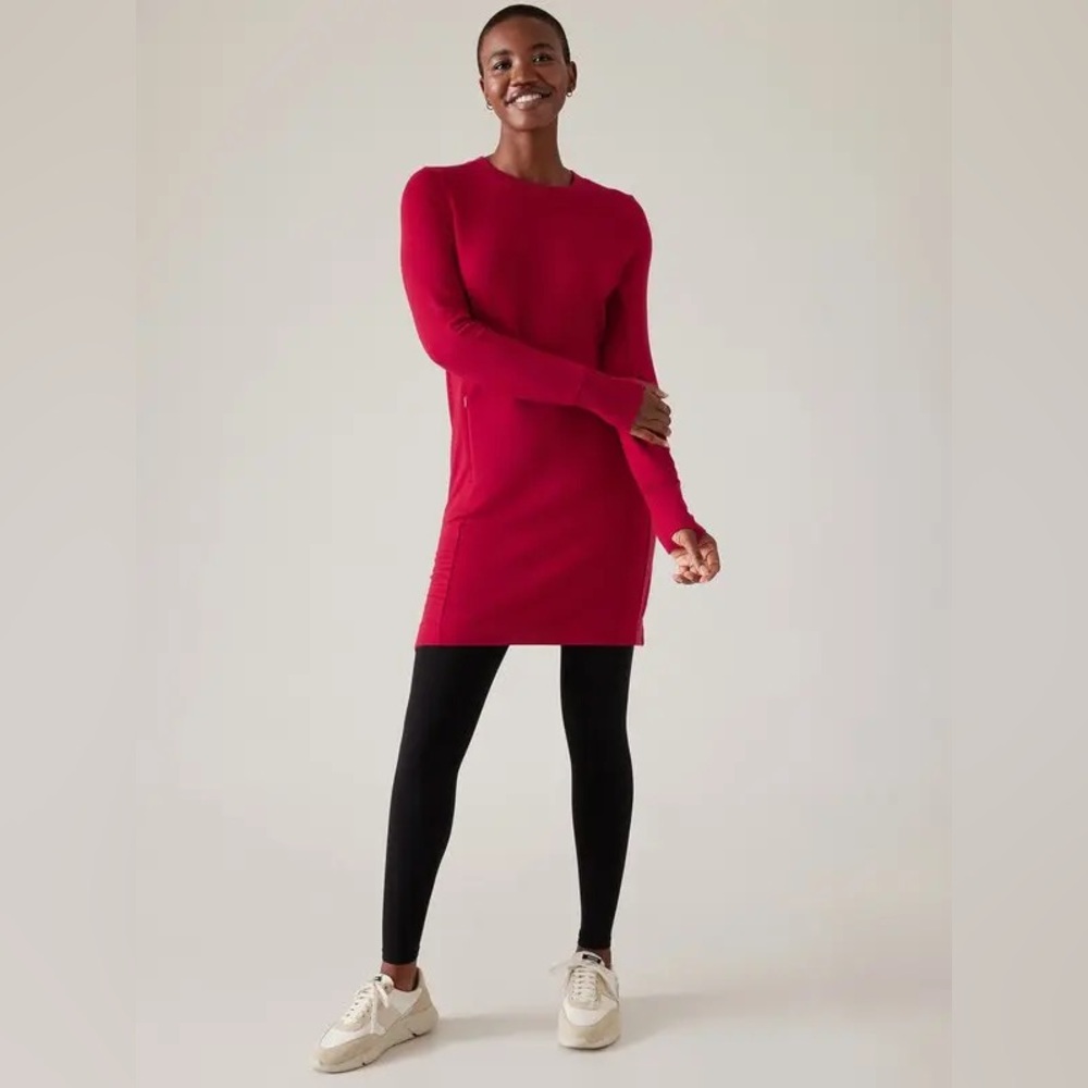 NWT Athleta Clover Berry Coaster Luxe Sweatshirt Dress XL Tall